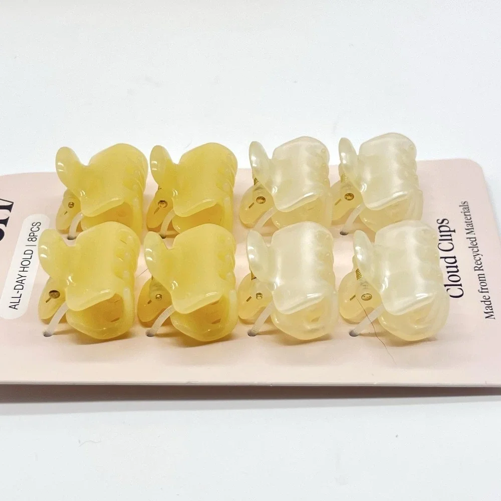 Kitsch Mini Cloud Hair Clips 8pc Set Pearlized Cream Yellow Jelly Lot Of 3